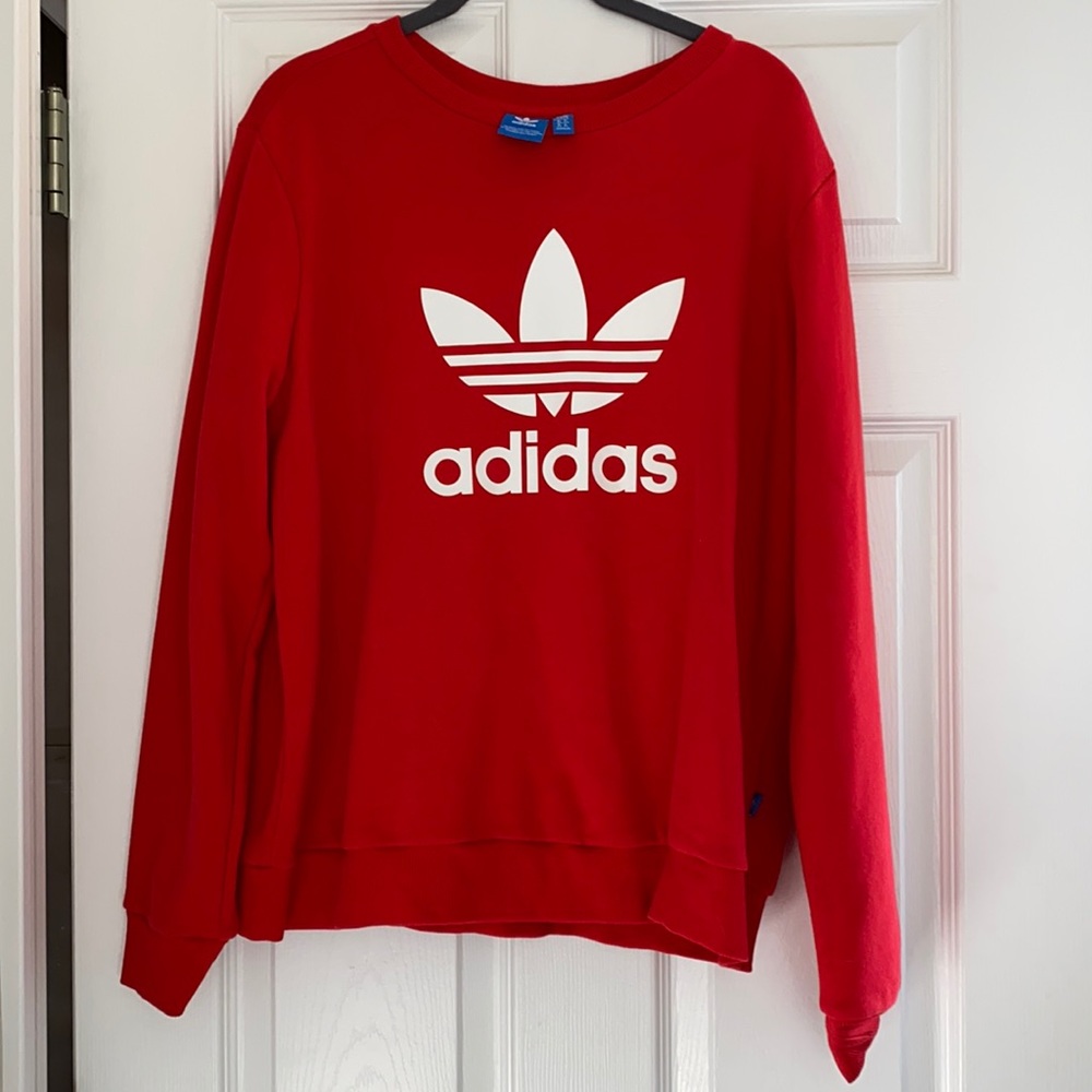 ADIDAS Women’s Large Red & White Sweatshirt Excellent Condition